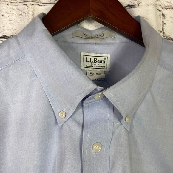 Bundle 2 L.L. Bean Traditional Fit Wrinkle Free Cotton Shirts Blue 18‎ - Picture 5 of 11